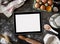 Digital tablet and baking ingredients