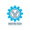 Digital tech - vector business logo template concept illustration. Gear electronic factory sign. Cog wheel technology symbol.