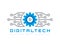 Digital tech - vector business logo template concept illustration. Gear electronic factory sign. Cog wheel technology symbol. SEO.
