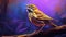 Digital Tempera Painting Of A Shining Yellow Song Sparrow