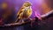 Digital Tempera Painting Of A Shining Yellow Song Sparrow