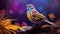 Digital Tempera Painting Of A Shining Yellow Song Sparrow