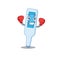 Digital thermometer Caricature character design as a champion of boxing competition