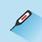 Digital thermometer. Medicine color icon with shadow on a blue background