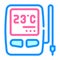 Digital thermometer with sensor color icon vector illustration