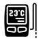 Digital thermometer with sensor glyph icon vector illustration