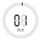 The digital timer 1 minute. electronic stopwatch with a gradient dial starting vector icon, clock and watch, timer, countdown.