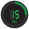 The digital timer 15 seconds. electronic stopwatch with a gradient dial starting vector icon, clock and watch, timer, countdown.