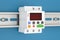 Digital timer switch mount on din rail, 3D rendering