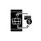 Digital transacting black glyph icon