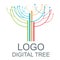 The digital tree logo. Stylish designer linear tree