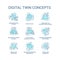 Digital twin concept icons set