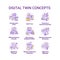 Digital twin concept icons set