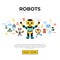 Digital vector companion robots icons set