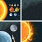 Digital vector cosmos icons set with galaxy