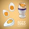 Digital vector detailed line art cooked egg