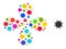 Digital Virus Icon Multi Colored Twirl Flower Cluster
