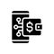 Digital wallet black glyph icon