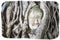 Digital watercolor Head of Buddha statue in the tree roots at Wat Mahathat, Ayutthaya