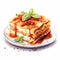 Digital Watercolor Illustration Of Lasagna In Uncooked Penne Style