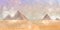 Digital watercolor painting of beautiful landscape image view of Famous Egyptian pyramids of Giza and camel in foreground