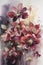 Digital watercolor painting of hellebore flowers. Vertical floral background. Generative AI