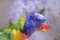 A Digital Watercolor Painting Of A Rainbow Lorikeet