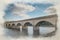 Digital watercolour painting of the Ashopton viaduct and Ladybower Reservoir