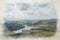 Digital watercolour painting of the Ashopton Viaduct, and Ladybower Reservoir in the Peak District National Park