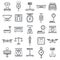 Digital weigh scales icons set, outline style
