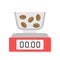 Digital weighing vector, coffee related flat style icon