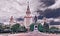 Digital wide angle painting of famous Russian university