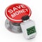 Digital Wireless Radiator Thermostatic Valvenear Red Button Knob with Save Money Sign. 3d Rendering