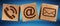 Digital wooden cube contact icon 3D rendering