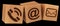 Digital wooden cube contact icon 3D rendering