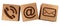 Digital wooden cube contact icon 3D rendering