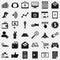 Digital working icons set, simple style