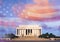 Digitally altered composite view of the Lincoln Memorial and American flag