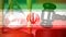 Digitally composite of grunge Iran Flag and hour glass