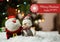 Digitally composite image of merry christmas and happy new year wishes with santa claus and snowman