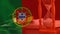 Digitally composite of Portugal Flag and hourglass