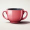 Digitally Enhanced Dark Pink Zbrush Cartoonish Cup With Two Handles