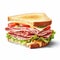 Digitally Enhanced Ham Sandwich On White Background