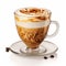 Digitally Enhanced Latte With Mocha Design And Coffee Beans