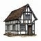 Digitally Enhanced Tudor Style House Drawing With Hyper-detailed Modular Construction