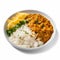 Digitally Enhanced Vancouver School Platter: Gray And Gold Rice And Curry