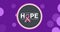 Digitally generated image of hope text with breast cancer ribbon on purple background, copy space