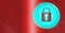 Digitally generated image of neon green security padlock icon against red technology background