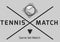 Digitally generated image of tennis match text with tennis ball icon against grey background