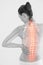 Digitally generated image of woman suffering from muscle pain